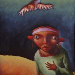 flapper girl with bird above